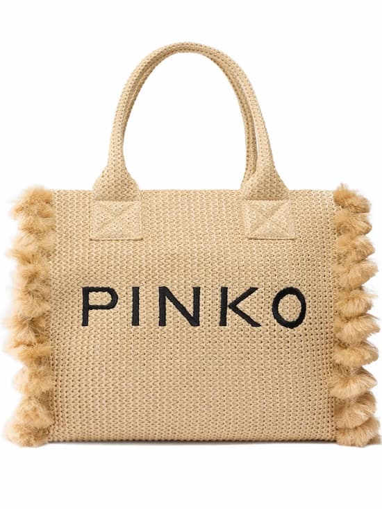 shop PINKO medium tassel logo-detail beach bag - Fashion Police Nigeria