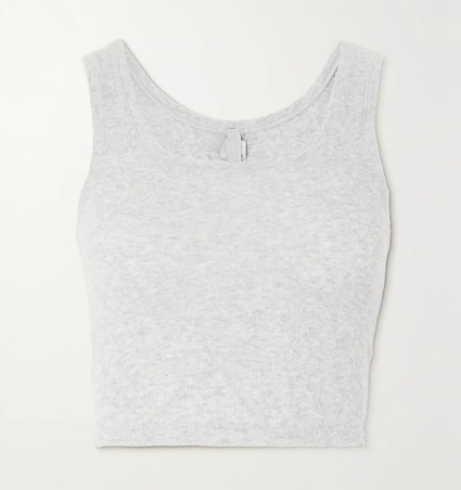 shop Ribbed cotton-blend jersey tank - Light Heather Grey - Fashion Police Nigeria
