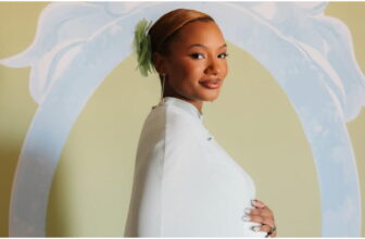 Temi Ajibade Opted for Icy Blue Dress for Her Swan-Themed Baby Shower