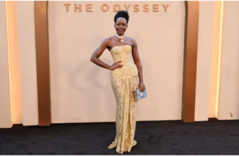 Lupita Nyong’o Stuns in Gold Nicholas Oakwell Couture Gown at The Odyssey NYC Premiere