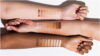 foundation swatches on hands