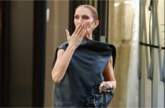 Celine Dion Sings and Dances with Fans Outside Paris Hotel in Stunning Black Gown