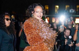 Rihanna Opened Paris Fashion Week in a Bold Tinsel Skirt Suit at Matières Fécales