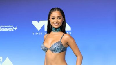 Tyla Stuns in Bold Snakeskin Bra and Low-Rise Skirt at the 2026 MTV VMAs