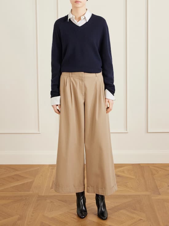 The Row Pleated Cotton and Cashmere-Blend Wide-Leg Pants - Fashion Police Nigeria