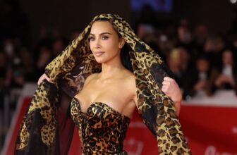 Kim Kardashian Makes a Statement in Archival Leopard-Print Gown at All’s Fair Season 2 Premiere in Rome