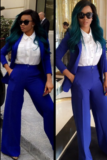 Toke Makinwa Is Gorgeous In Wana Sambo blue pant-suit