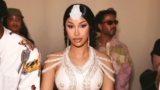 Cardi B Looks Poised in a Sparkling Gown at Rahul Mishra Paris Fashion Week Show