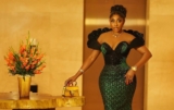 Ini Edo is a Vision in this Glamorous Green Corset Dress