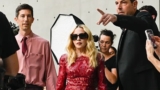 Madonna Gave a Masterclass in a Lace Mini Dress during Saint Laurent Men’s Show