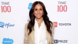 Meghan Markle is Business Chic in a Tan Blazer and Super Wide-Leg Pants at TIME100 Summit