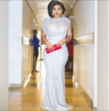 Mercy Aigbe Looks Elegant In Head-To-Toe Embroidered Gown At The #AMVCA2016