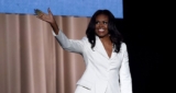 Michelle Obama Goes Head-To-Toe In White Pantsuit
