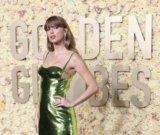 Taylor Swift Dazzled in a Shimmering Green Gown at the 2024 Golden Globes