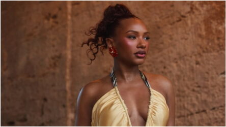 Temi Otedola is Vacation-Ready in a Plunging Halter Dress