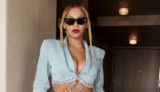 Beyonce Wears The Double Denim Trend in a Cropped Jacket and Cut-Out Pants