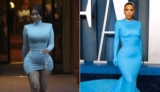 Cardi B Channels Kim Kardashian in a Blue Bodycon Dress