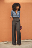 How To Recreat A Polished Office Look With Denim and High Waist Pants