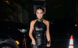 Kim Kardashian Looks Incredibly Fabulous In A Gorgeous Black Vinyl Dress