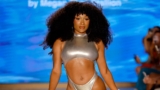 Megan Thee Stallion Walked the Miami Swimwear Show in a Metallic Silver Swimsuit