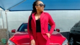 Yes, Mercy Aigbe Matches Her Red Pantsuit To Her Car