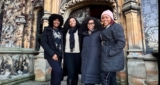 Rita Dominic and Her Bridesmaids Bundle up in Winter Jacket Ahead of Her Wedding