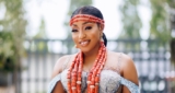 Rita Dominic Wears A Mini Dress With Sheer Corset Panel For Her Traditional Wedding