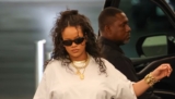 Rihanna’s Latest Maternity Style Includes White T-Shirt with a Scarf-As-Skirt