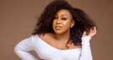 Rita Dominic Stunned In A White Gown For The Burial Of Her Boyfriend’s Mum