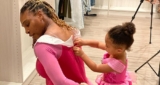 Serena Williams’ Daughter, Olympia, Crashes Her Mom Picture In A Mint Dress